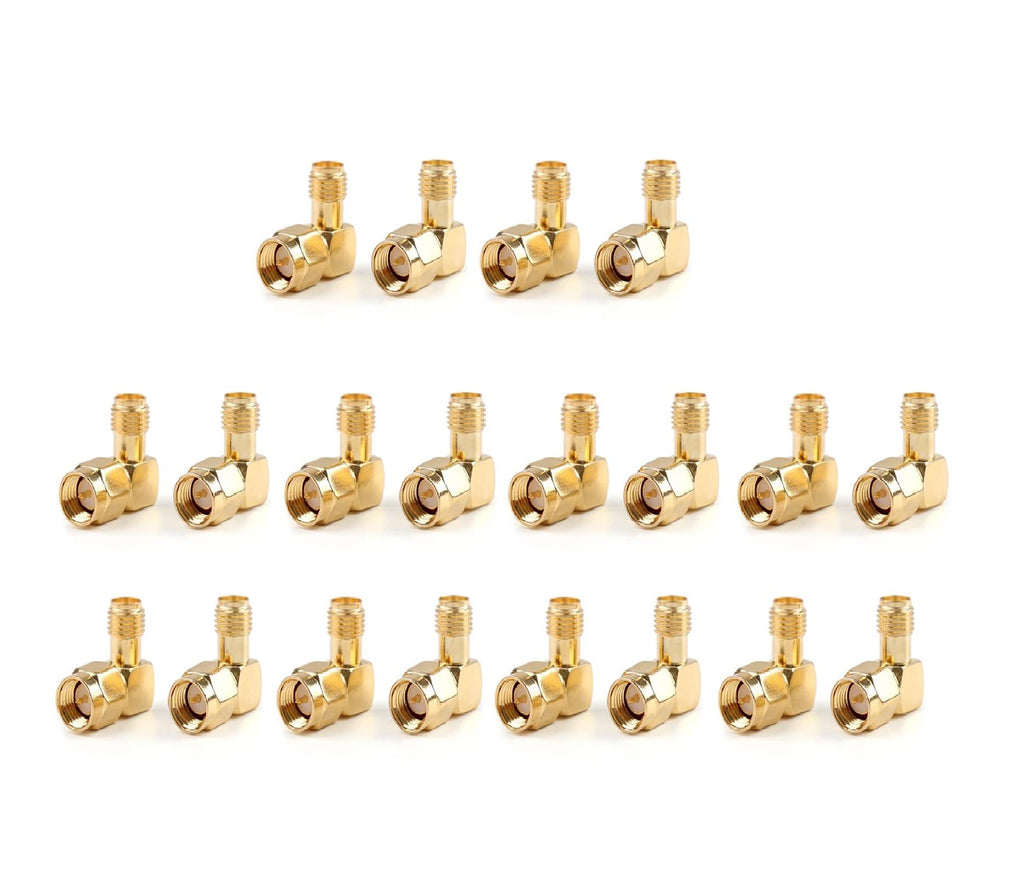 [Australia - AusPower] - Areyourshop 20Pcs SMA Female Jack to SMA Male Plug Right Angle 90 Degree Connector 