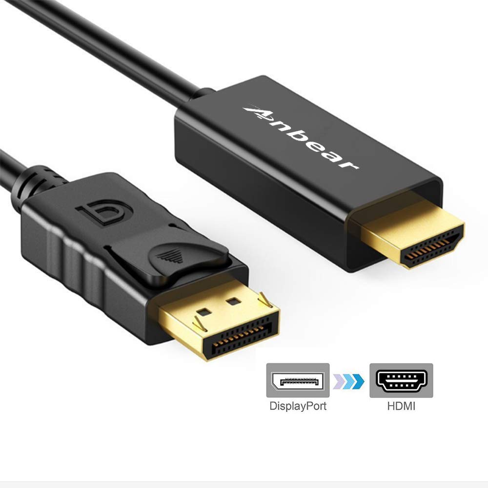[Australia - AusPower] - Anbear Display Port to HDMI Cable, Gold Plated Displayport to HDMI Cable 6 Feet(Male to Male) for DisplayPort Enabled Desktops and Laptops to Connect to HDMI Displays (1 Pack) 1 Pack 