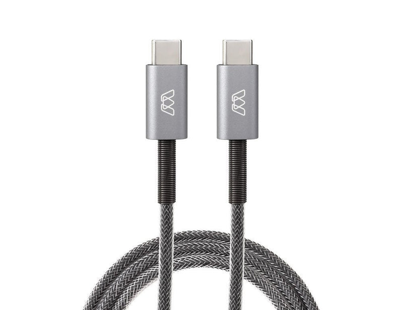 [Australia - AusPower] - Sewell MOS Spring USB-C Cable - USB-C to USB-C, Deep Grey, 1 ft,SW-32990-1 