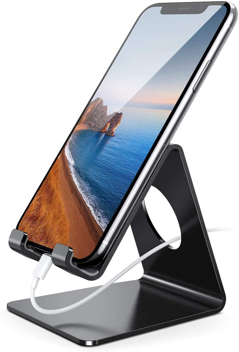 [Australia - AusPower] - Lamicall Cell Phone Stand, Phone Dock: Cradle, Holder, Stand for Office Desk - Black 1-Black 