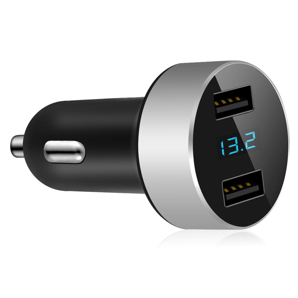 [Australia - AusPower] - LIHAN Dual USB Car Charger,4.8A Output,Cigarette Lighter Voltage Meter Compatible with Apple iPhone,iPad,Samsung Galaxy,LG,Google Nexus,USB Charging Devices,Silver Silver 