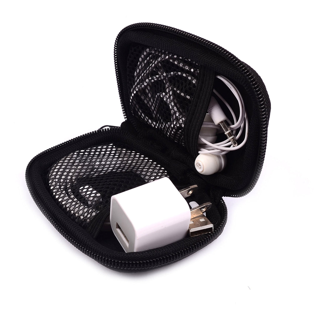 [Australia - AusPower] - Jlyifan Headphone Earbuds Earphone Holder Pouch USB Cable Organizer Electronics Accessories Car Charger Coin Neoprene Soft Case Storage Bag for SD TF Card (Black) 