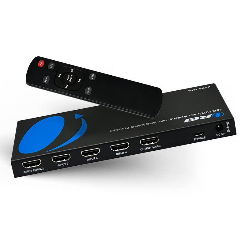 [Australia - AusPower] - OREI 4K 4x1 HDMI Switch with Audio Extractor 4 Input 1 Output - HDMI 2.0. Supports ARC/eARC, CEC, HDR10, and Dolby Vision. (UHDS-401A) 