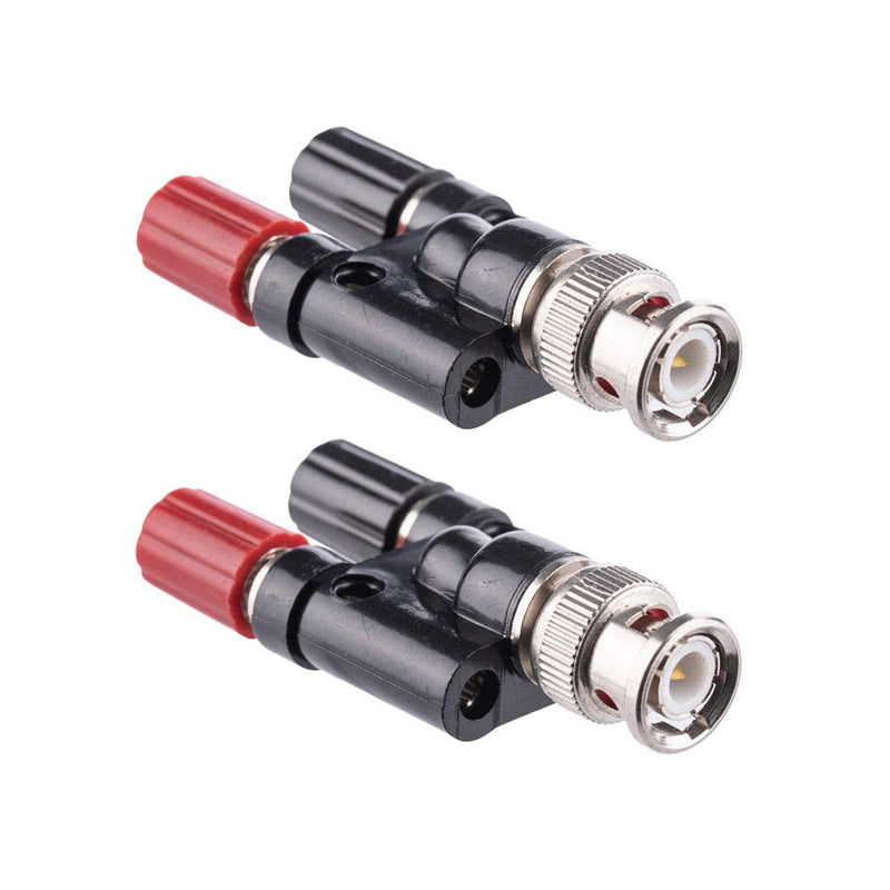 [Australia - AusPower] - SaferCCTV BNC Male Plug to 4mm Dual Female Jack Socket Binding Posts Coaxial Splitter Connector Adapter for Antennas, 2Pack 