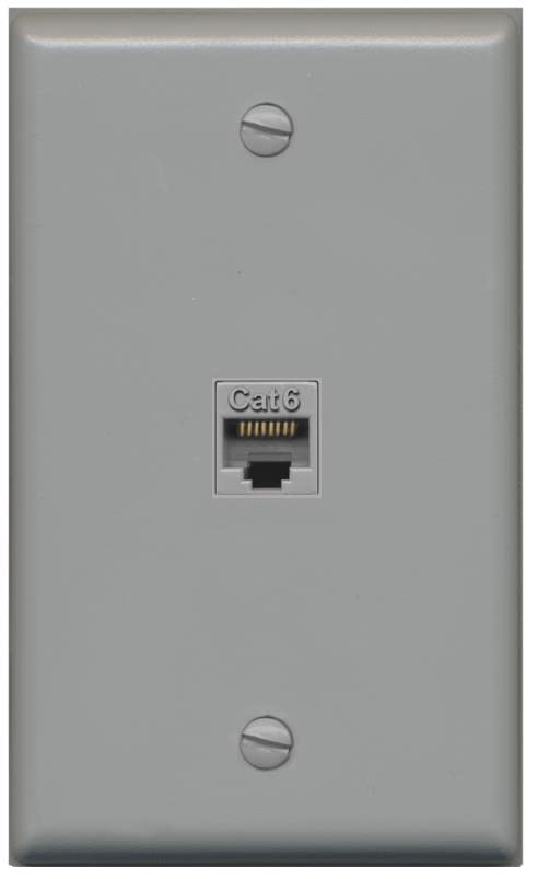 [Australia - AusPower] - RiteAV 1 Port Cat6 Ethernet Wall Plate Jack Female-Female - Flat [Gray/Gray] Gray/Gray 
