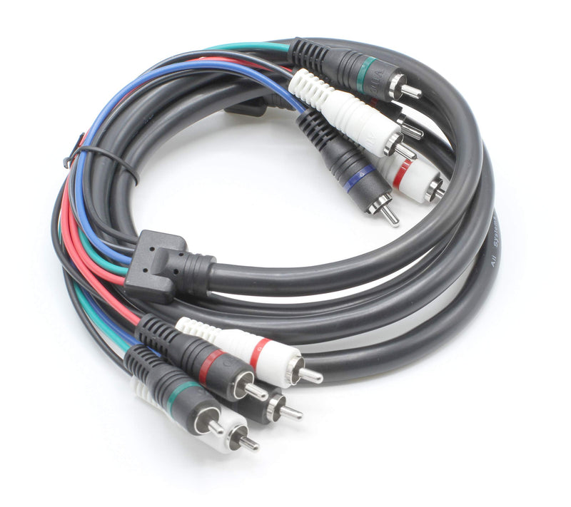[Australia - AusPower] - 6 Feet - 5 RCA Component Video Cable with Audio Composite Cables - 5 Part Component Cable for 480i, 480p, 720p, and 1080i - 6 ft Audio Video RGB Cord - YPbPr TV Cable - 6 Foot (1.8 Meter), 1 Pack 6 Feet (1.8 Meter) 1 Pack Red/Green/Blue/Red/White 