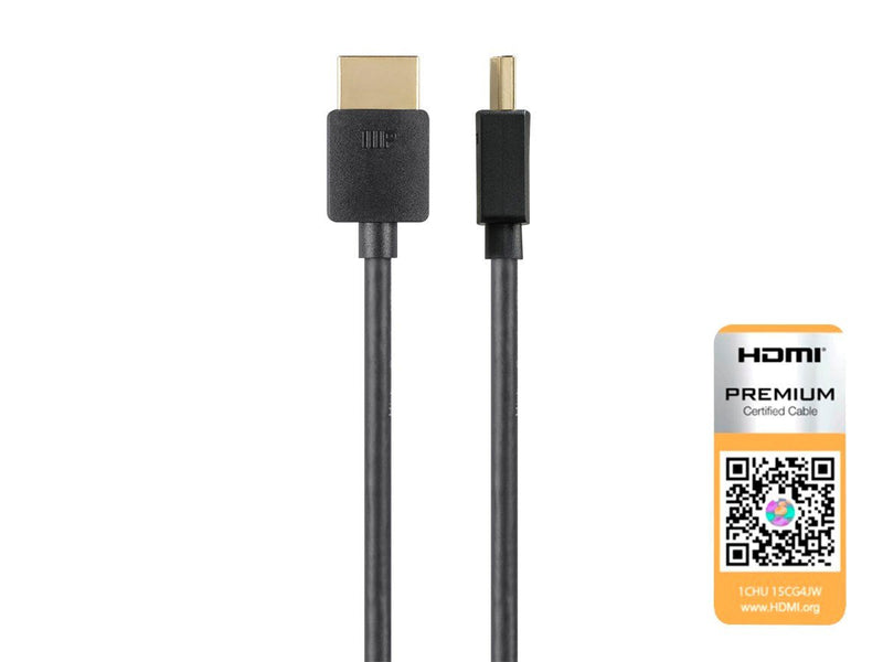 [Australia - AusPower] - Monoprice High Speed HDMI Cable - 1 Feet - Black| Certified Premium, 4K@60Hz, HDR, 18Gbps, 36AWG, YUV, 4:4:4 - Ultra Slim Series 1 Pack 