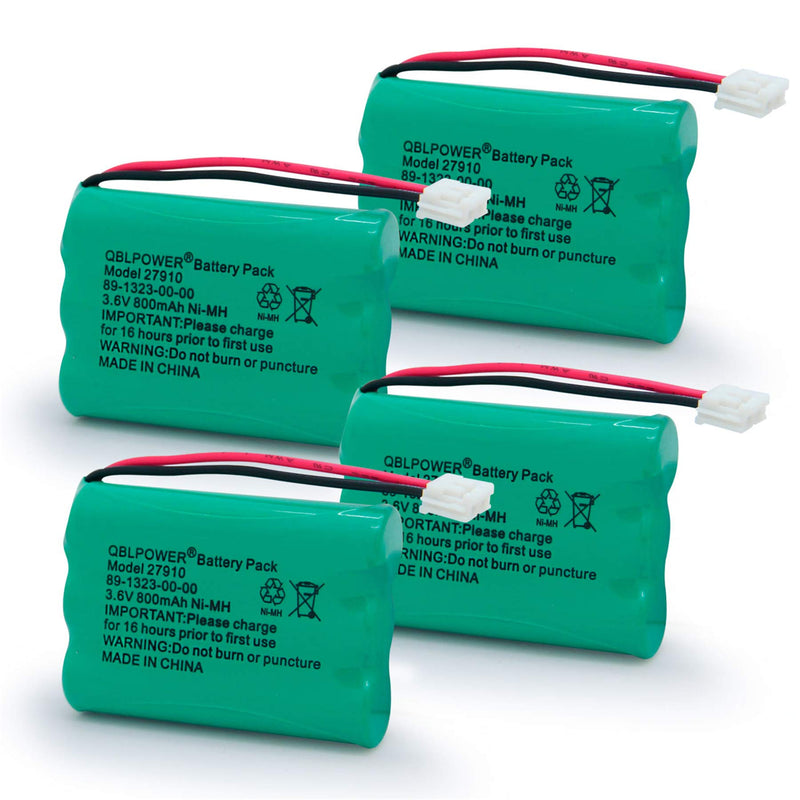 [Australia - AusPower] - QBLPOWER 27910 Cordless Phone Battery Rechargeable Compatible with 89-1323-00-00 E1112 E2801 TL72108 SD-7501 23-959 Cordless Handsets 3.6V(Pack of 4) 4 Pack 27910 