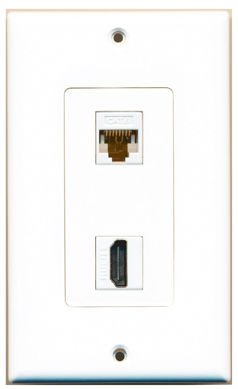 [Australia - AusPower] - RiteAV - 1 x Cat6 Ethernet Female and 1 x HDMI Port Wall Plate White Decorative 