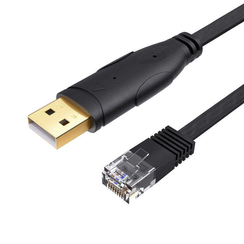 [Australia - AusPower] - CableCreation USB Console Cable 6 FT USB to RJ45 Serial Adapter Compatible with Router/Switch of Cisco, NETGEAR, TP-Link, Linksys, Windows, Linux System, Black 