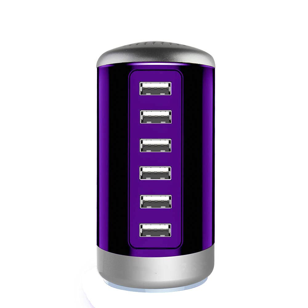 [Australia - AusPower] - Universal USB Charger 6-Port Desktop USB Charging Station Hub with Smart Identification Technology Compatible with iPhone iPad Cell Phone Tablets(Purple) AA-Purple 