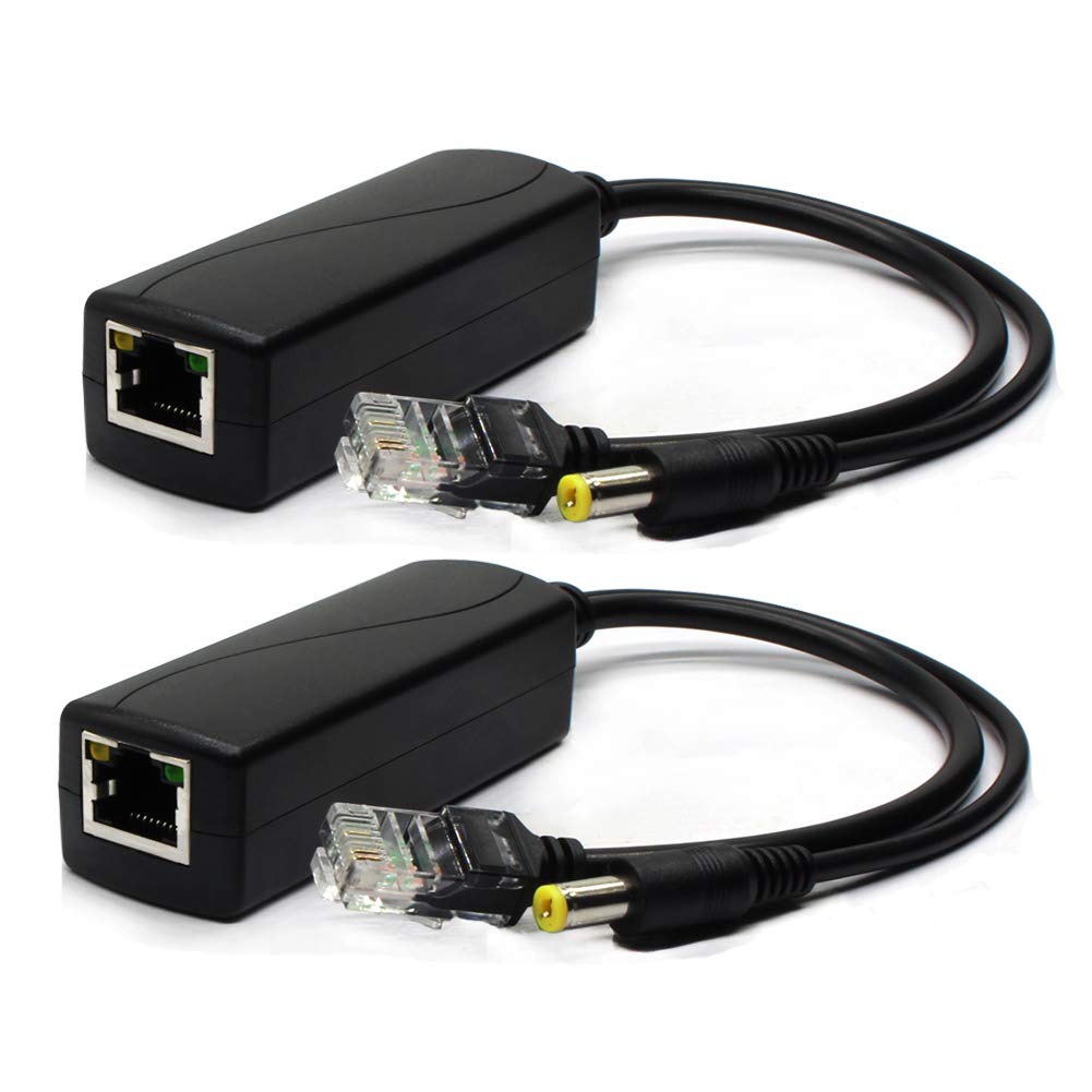 [Australia - AusPower] - ANVISION 2-Pack Active 48V to 12V PoE Splitter Adapter, IEEE 802.3af Compliant 10/100Mbps, DC 12V Output, for IP Camera AP Voip Phone and More 