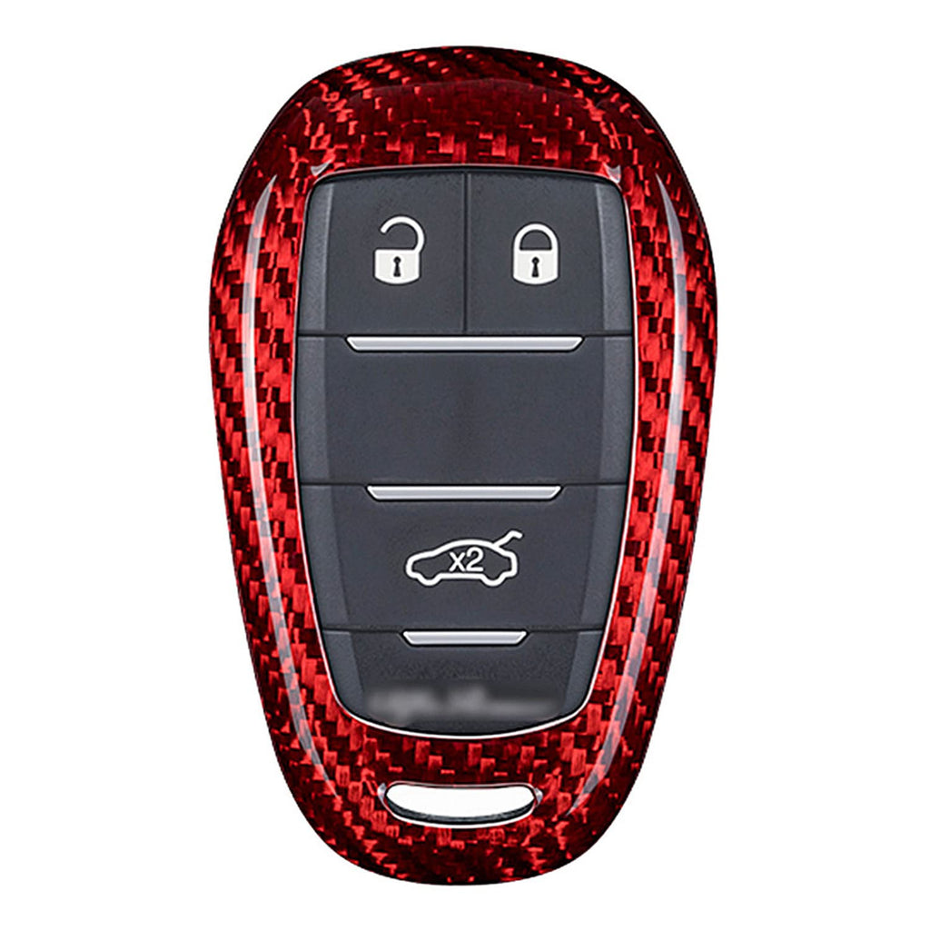 [Australia - AusPower] - M.JVisun Genuine Carbon Fiber Key Fob Cover for 2017-2022 Alfa Romeo Giulia Stelvio 4C Spider Smart Car Remote Key Fob Case for Men Women - Red 