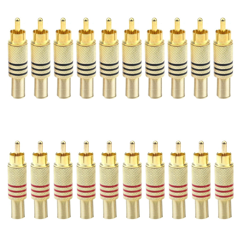[Australia - AusPower] - Antrader 20pcs RCA Stereo Male Connector Plug with Spring Coax Audio Solder Adapter 