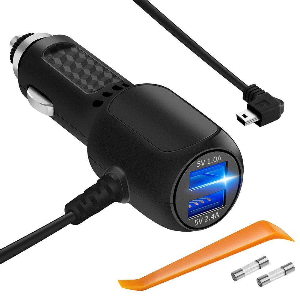 [Australia - AusPower] - Dash Cam Charger, Plozoe Car Dash Cam USB Power Cable Cord Vehicle Charging Adapter for Garmin GPS Nuvi、Mirror Cam、Dash Cam Power Cable(Mini USB 11.5ft) 