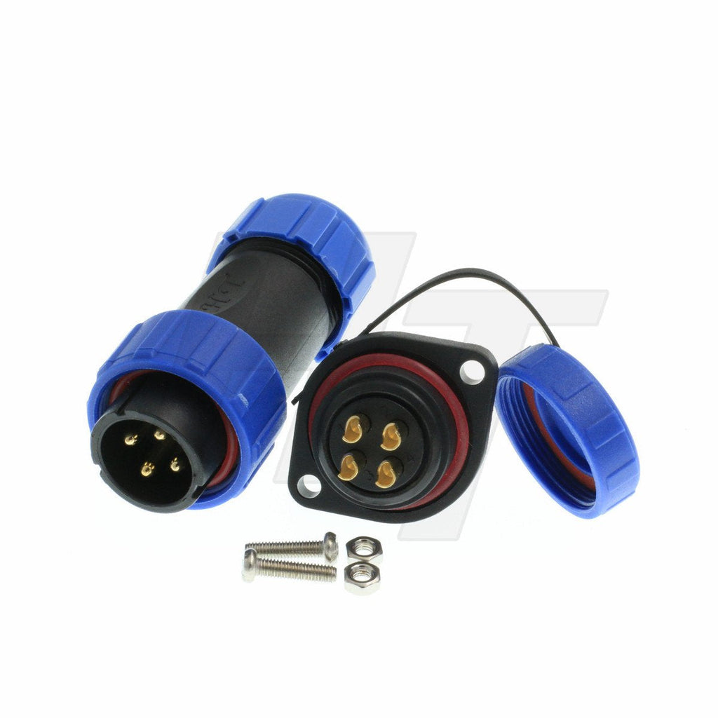 [Australia - AusPower] - HangTon HE21 4 Pin Male Cable Plug Female Panel Socket Quick Disconnect Waterproof Aviation Circular Power Connector 30 Amp (1 Set) 1 set 