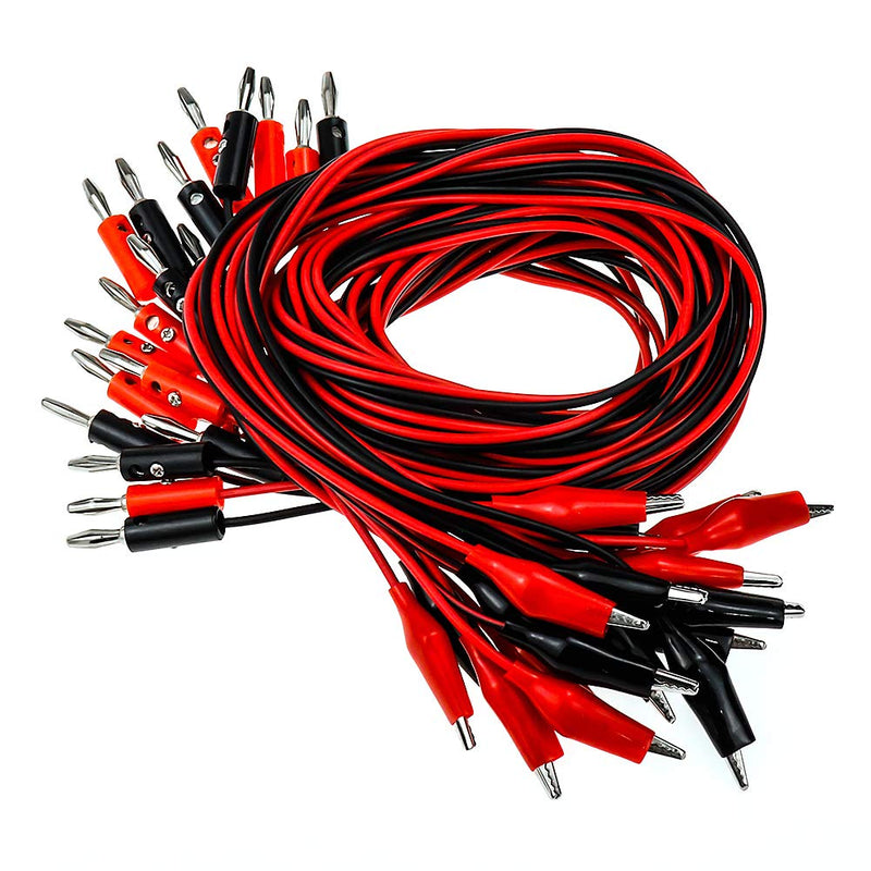 [Australia - AusPower] - Dahszhi Test Lead Banana Plug Stackable to Alligator Clip Heavy Duty 2 Plug to 2 Clip Red and Black Wire Length 1 Meter 10pair 