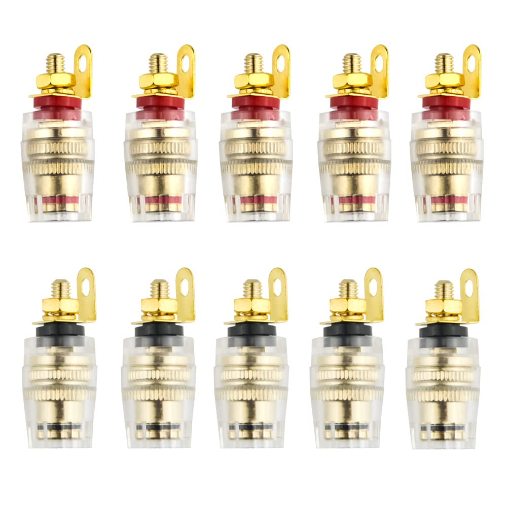 [Australia - AusPower] - WMYCONGCONG 10 PCS Speaker Terminal Connectors Banana Plug Socket Binding Post 4mm Banana Plug Socket Connector for Amplifier Speaker Terminal in-Wall Plate 