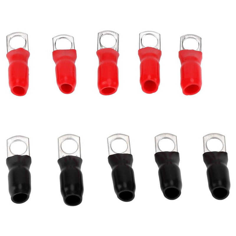 [Australia - AusPower] - 10 Pcs 1/0 Gauge Copper Terminal Lugs Kit, Small Size Vehicle Copper Terminal Ends Kit Ring Terminal Wire Connector #8 - Red Black 