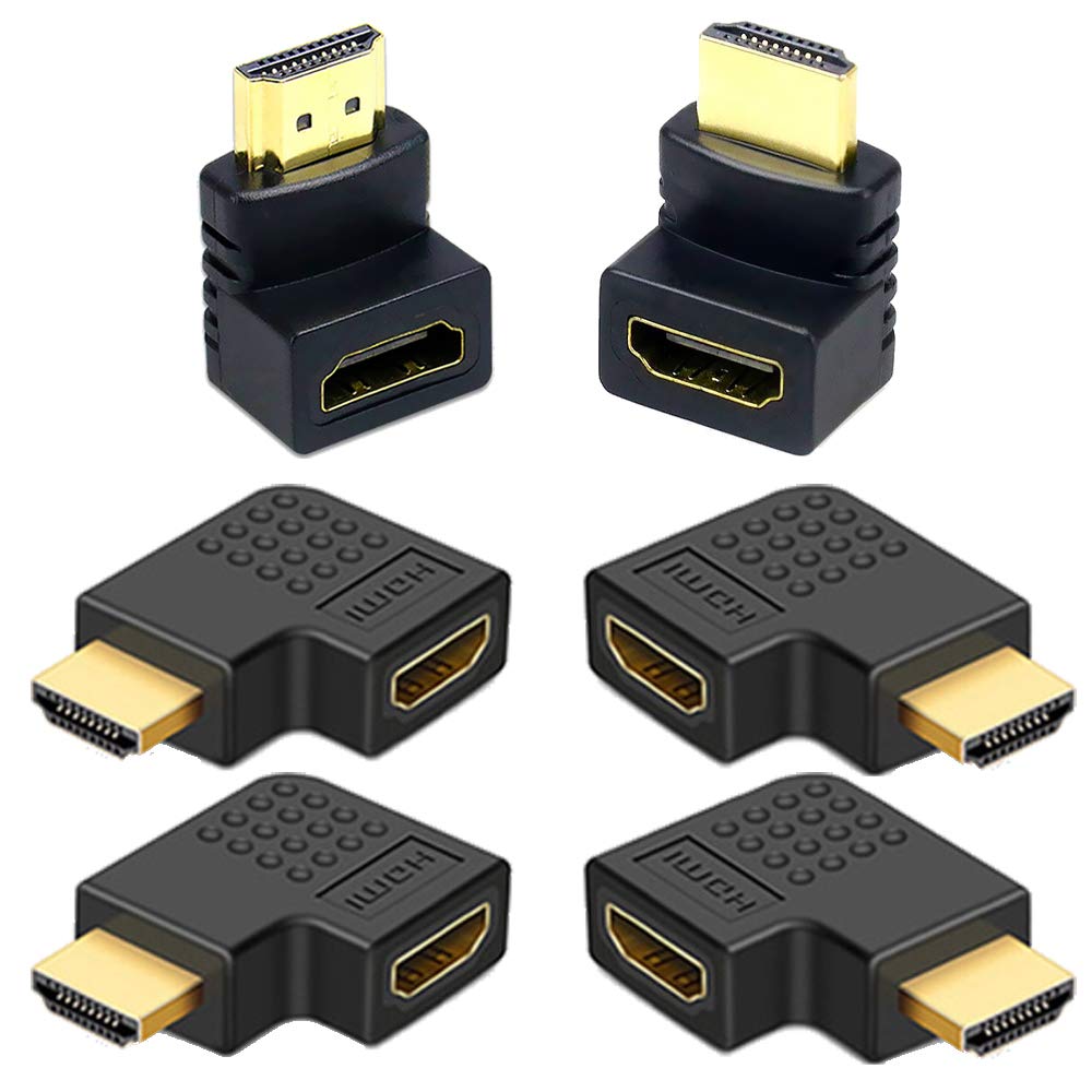 [Australia - AusPower] - 6Pack 3D and 4K HDMI Angled Adapter Combo 2 Pcs 90 and 270 Degree 4 Pcs Vertical Flat Left and Right 90 Degree Male to Female HDMI Adapter TV Connector 