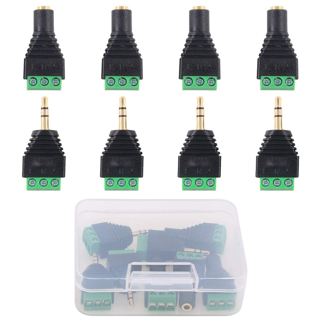 [Australia - AusPower] - Glarks 8Pcs 3.5mm(1/8inch) Stereo Audio Balanced Male & Female Jack to AV 3-Screw Video Balun Terminal Adapter Connector 