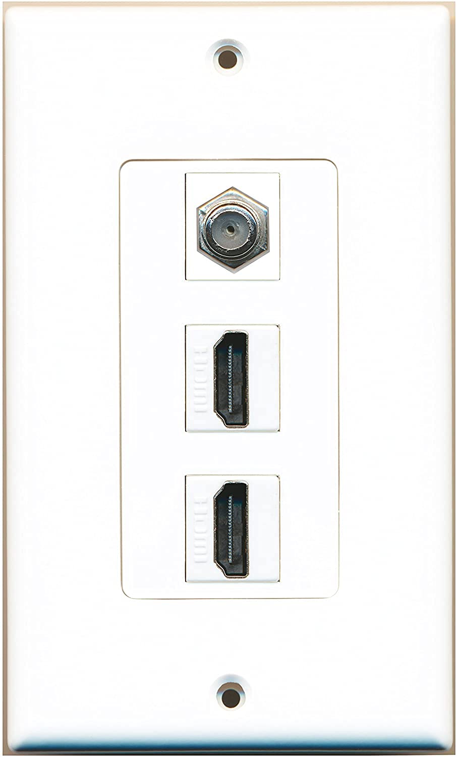 [Australia - AusPower] - RiteAV - 2 HDMI and 1 Coax Cable TV F Type Port Wall Plate White Decorative 