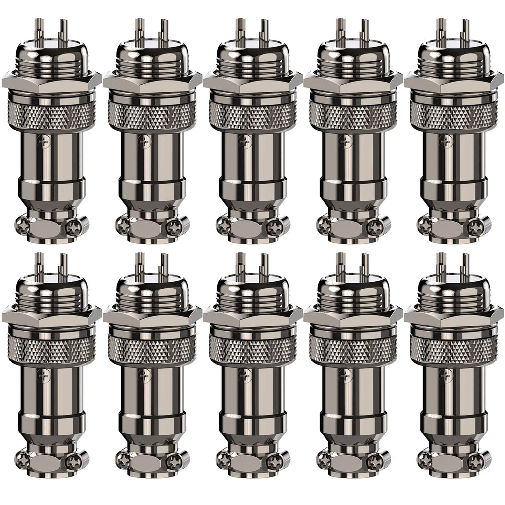 [Australia - AusPower] - Clyxgs Aviation Plug Connector 2-Pin Male Female Panel Metal Wire Connector Adapter 16mm Socket 10PCS 2 Pin 