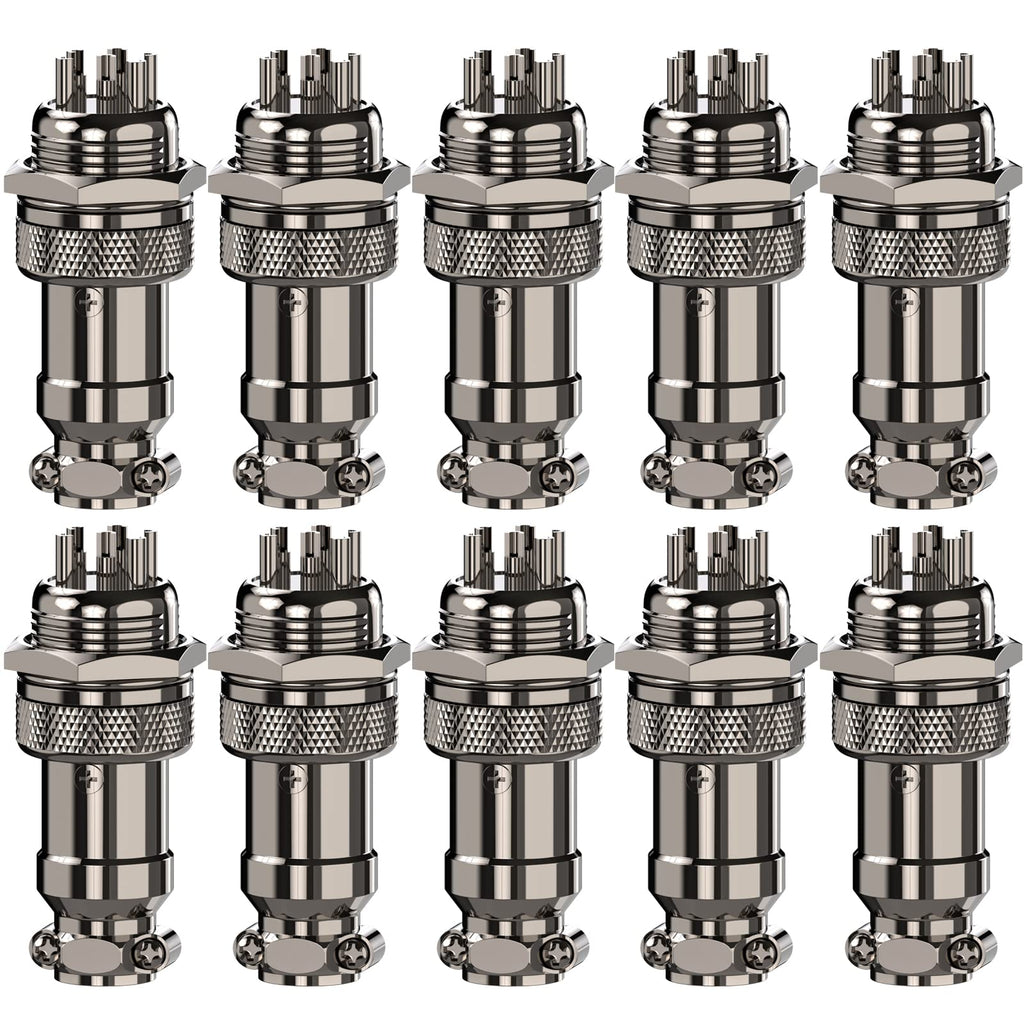 [Australia - AusPower] - Clyxgs Aviation Plug 5-Pin 16mm Metal Male Female Panel Connector GX16-5(Pack of 10) 5 Pin 