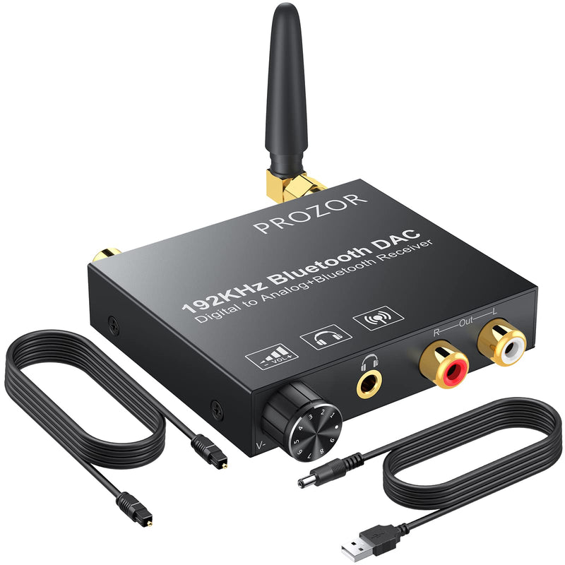[Australia - AusPower] - PROZOR 192kHz Digital to Analog Audio Converter with 5.0 Bluetooth Receiver,Optical to RCA Converter with Volume Adjustable, Optical Coaxial Bluetooth Digital Audio to Stereo Analog RCA & 3.5mm 