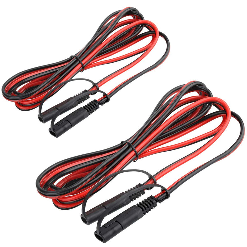 [Australia - AusPower] - 2 Pcs SAE to SAE 2 Pin Extension Cable Quick Disconnect Wire Harness 16 Gauge SAE DC Power Battery Connector With Dust Cap(4 Ft + 8 Ft) 