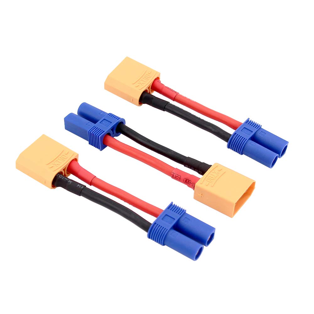 [Australia - AusPower] - 3pcs Female EC5 to XT90 / XT-90 Male Connector Adapter Cable with 12awg 5cm(BDHI-68) 