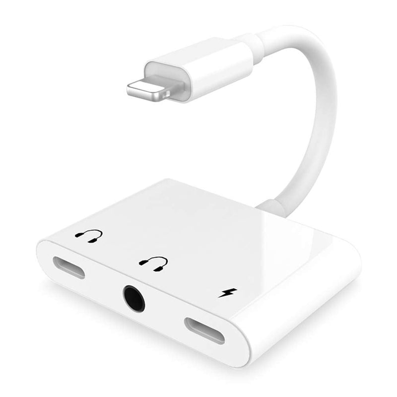 [Australia - AusPower] - Anytrox 3 in 1 Headphone Adapter for iPhone,3.5mm Earphone Aux Audio and Charge Adapter Splitter Compatible for iPhone 14 13/12Pro/11/X/8 and iPad(White) 