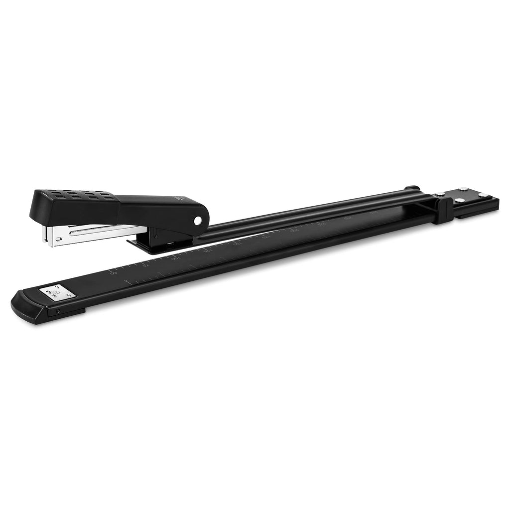 [Australia - AusPower] - Deli Long Reach Stapler, 25 Sheet Capacity, Long Arm Standard Staplers for Booklet or Book Binding, Black A - Black 