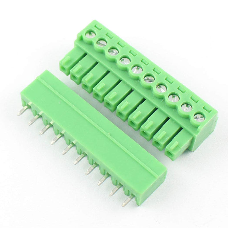 [Australia - AusPower] - DBParts 10 Sets 10-Pin (10 Pole) 3.81mm Pitch Straight Plug-in Screw Pluggable Terminal Block Plug Connector Panel PCB Mount DIY 