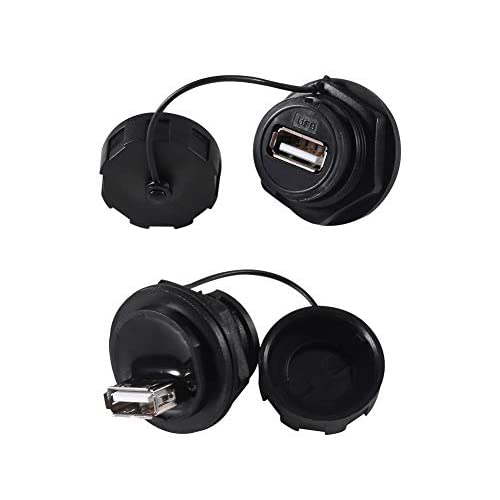 [Australia - AusPower] - 2PCS USB 2.0 IP67 Connector with Waterproof/Dust Cap Female to Female Socket Plug Panel Mount for Industrial Standard Type A 2PCS 