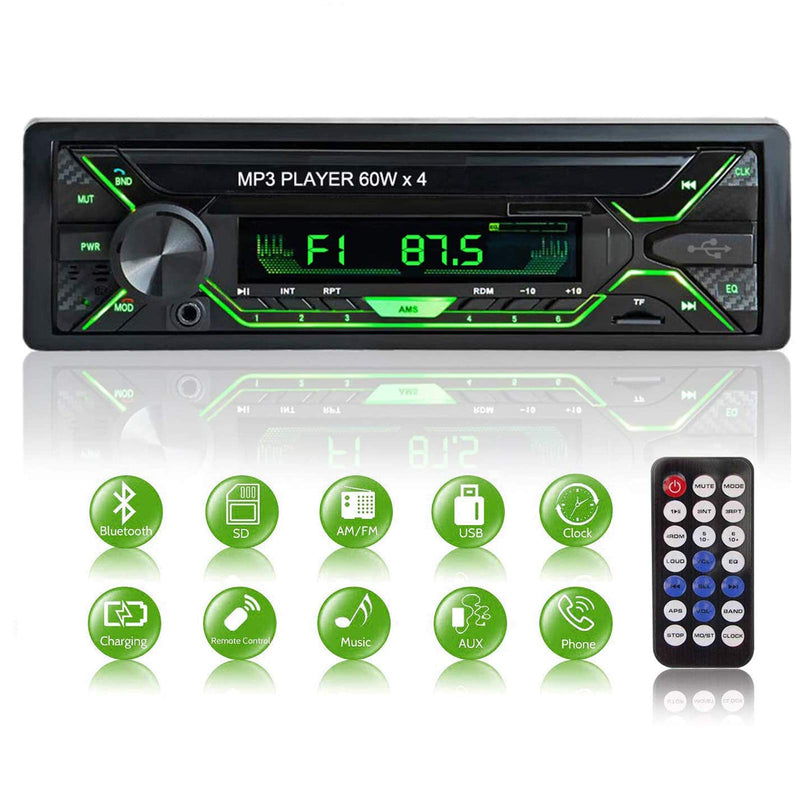 [Australia - AusPower] - Aigoss Car Stereo with Bluetooth, Single Din Radio FM Media Player USB/TF/SD/AUX Audio Receiver, Hands Free Calling with Wireless Control and Multi Color Illumination 