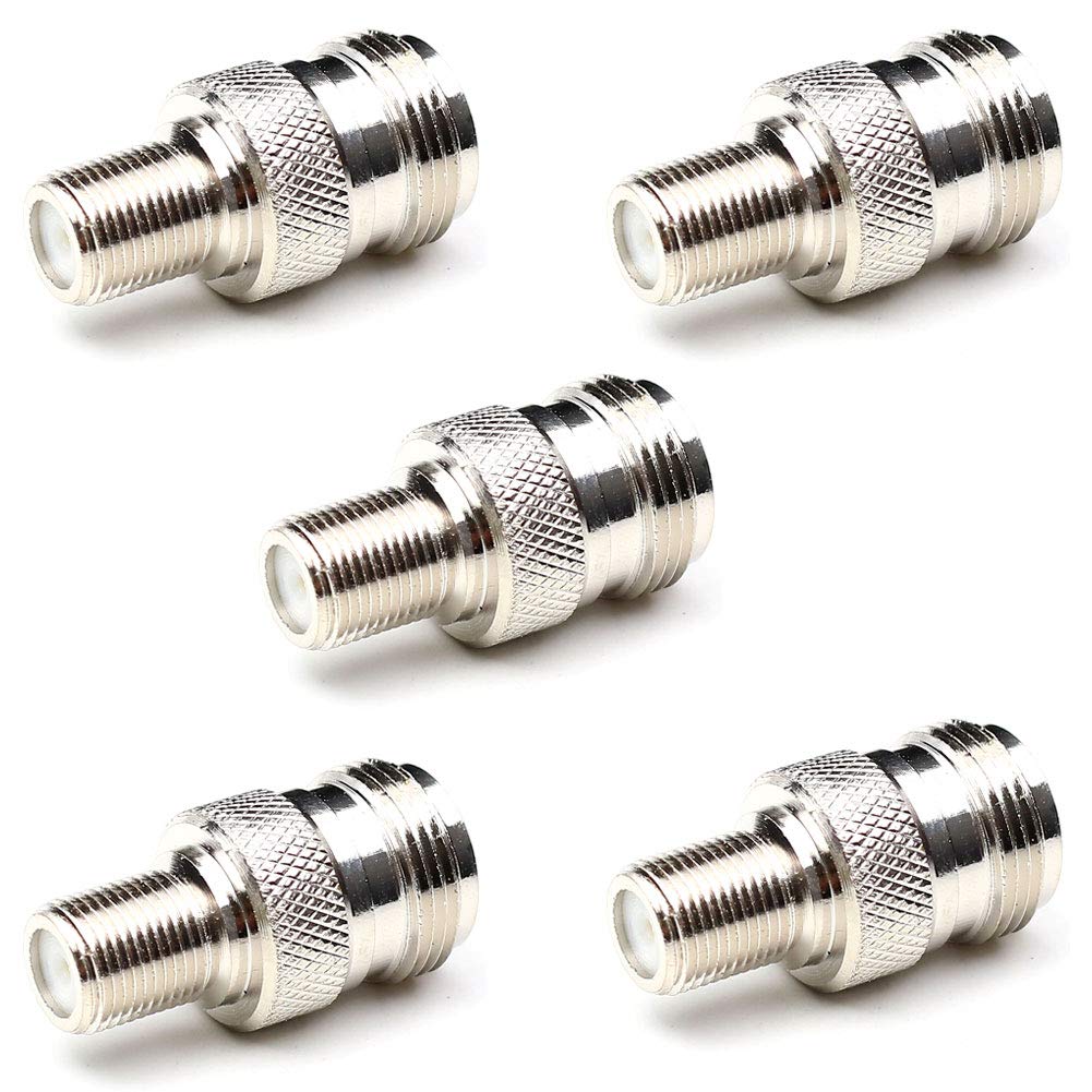 [Australia - AusPower] - ANHAN F Type Female Adapter, F Female to N Female Connector N Type Coax connectors RF Coaxial Antenna Adapters 5Packs F Female to N Female 5pcs 