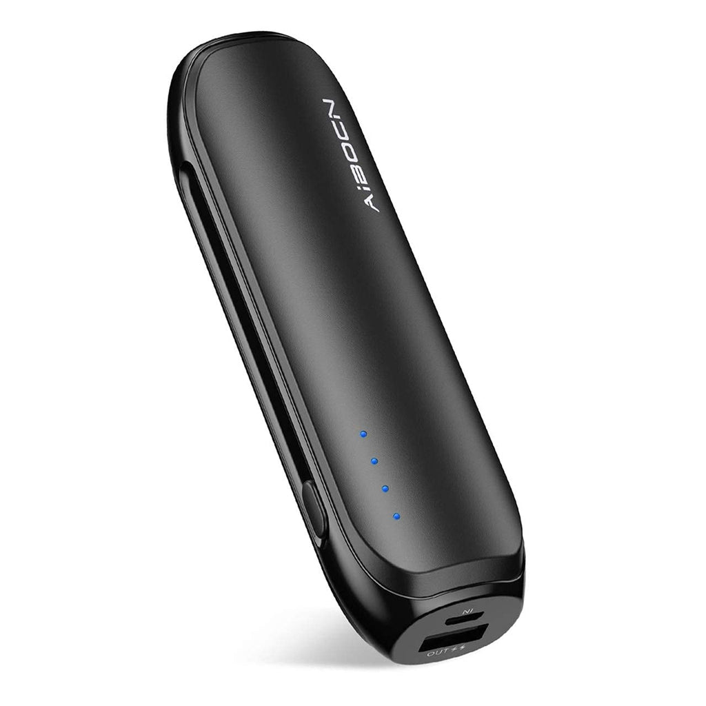 [Australia - AusPower] - Aibocn Power Bank 6700mAh Lipstick-Sized Portable Charger, Fast Charging External Battery Pack for iPhone Samsung Galaxy and More Black 