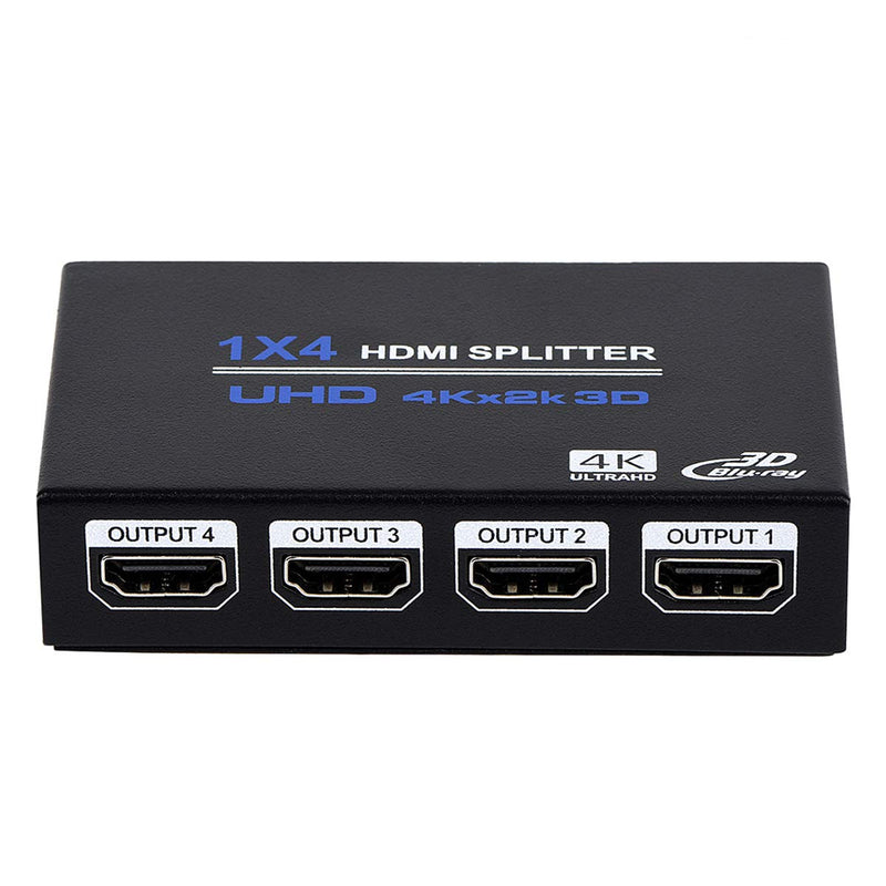 [Australia - AusPower] - 1x4 HDMI Splitter, 1 in 4 Out HDMI Splitter Audio Video Distributor Box Support 3D & 4K x 2K Compatible for HDTV, STB, DVD, PS3, Projector Etc 