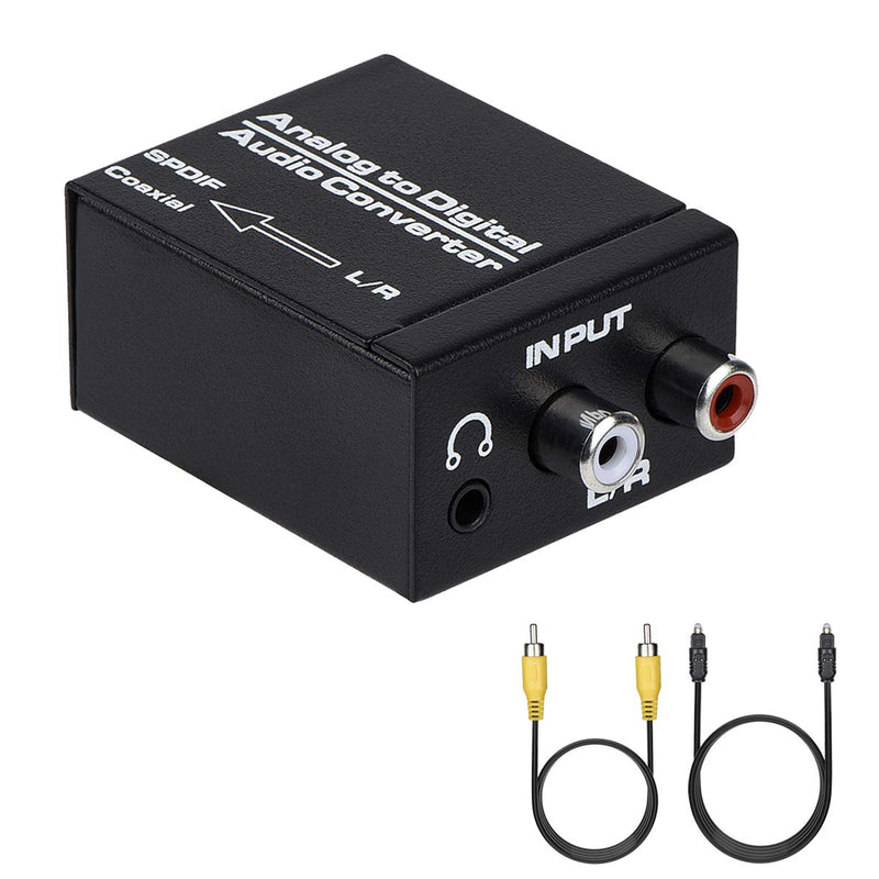 [Australia - AusPower] - Analog to Digital Audio Converter, R/L RCA 3.5mm AUX to Digital Coaxial Toslink Optical Audio Adapter with Optical Cable, Coaxial Cable 