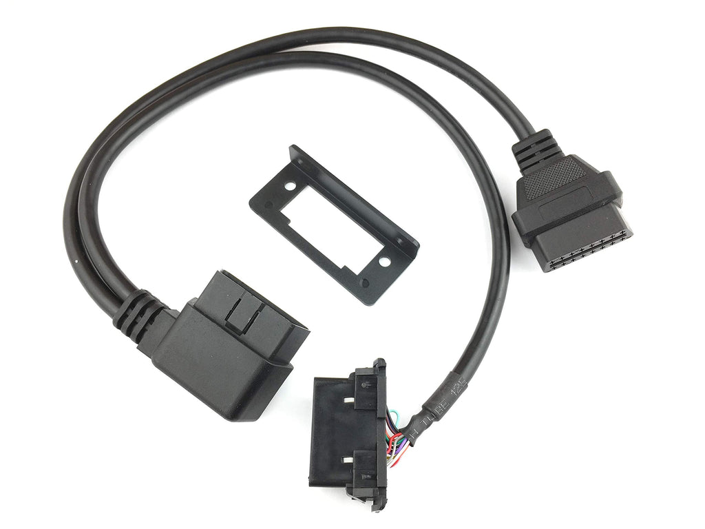 [Australia - AusPower] - Right Angle OBD II OBD 2 16pin Extension Splitter Y Cable 1 Male to 2 Female with Underdash Bracket for Vechile ELD GPS Tracker 