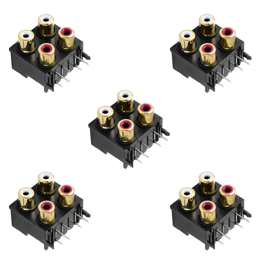 [Australia - AusPower] - Fielect 5Pcs RCA Female Jack 8 Pin PCB Mounted AV Concentric Outlet 4 RCA Female Socket Connector Stereo Audio Video Jack 4Pin 4holes AV-4 