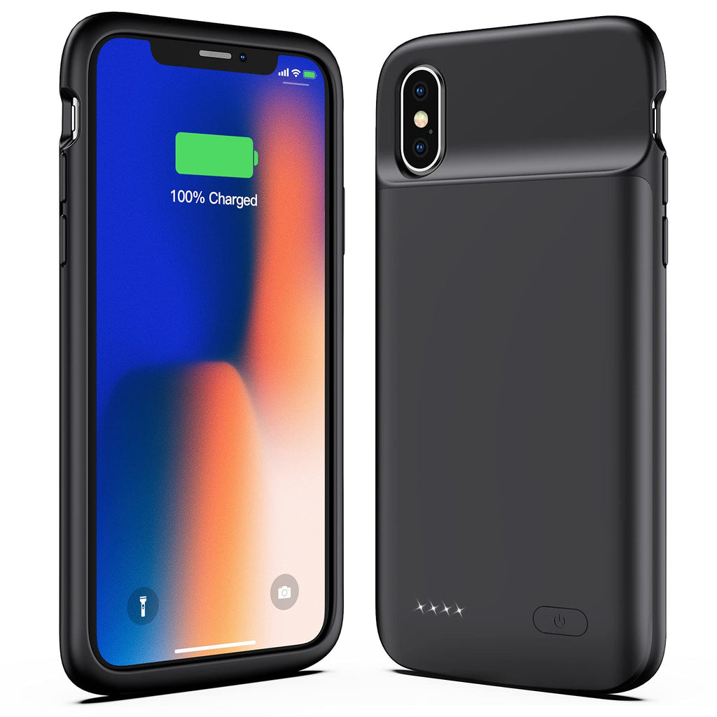 [Australia - AusPower] - Swaller Battery Case for iPhone X XS 10, 4100mAh Slim Charging Case Protective Rechargeable Charger Case Compatible with iPhone X XS 10 (5.8 inch) - Black [New Version] 