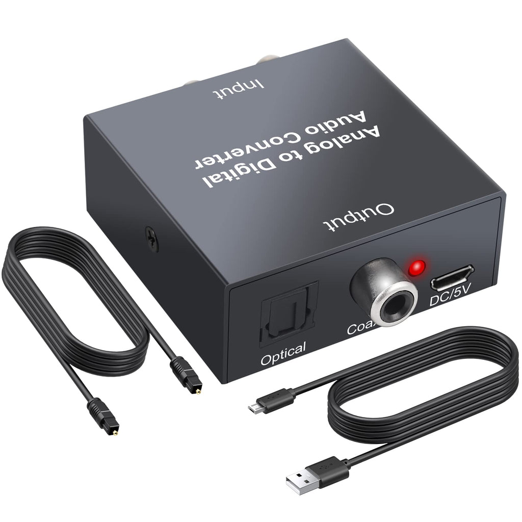 [Australia - AusPower] - Analog to Digital Audio Converter PROZOR ADC R/L RCA 3.5mm AUX to Digital Coaxial Toslink Optical Audio Adapter with Optical Cable for Blu-ray Player HD DVD AV Amp Black 4 