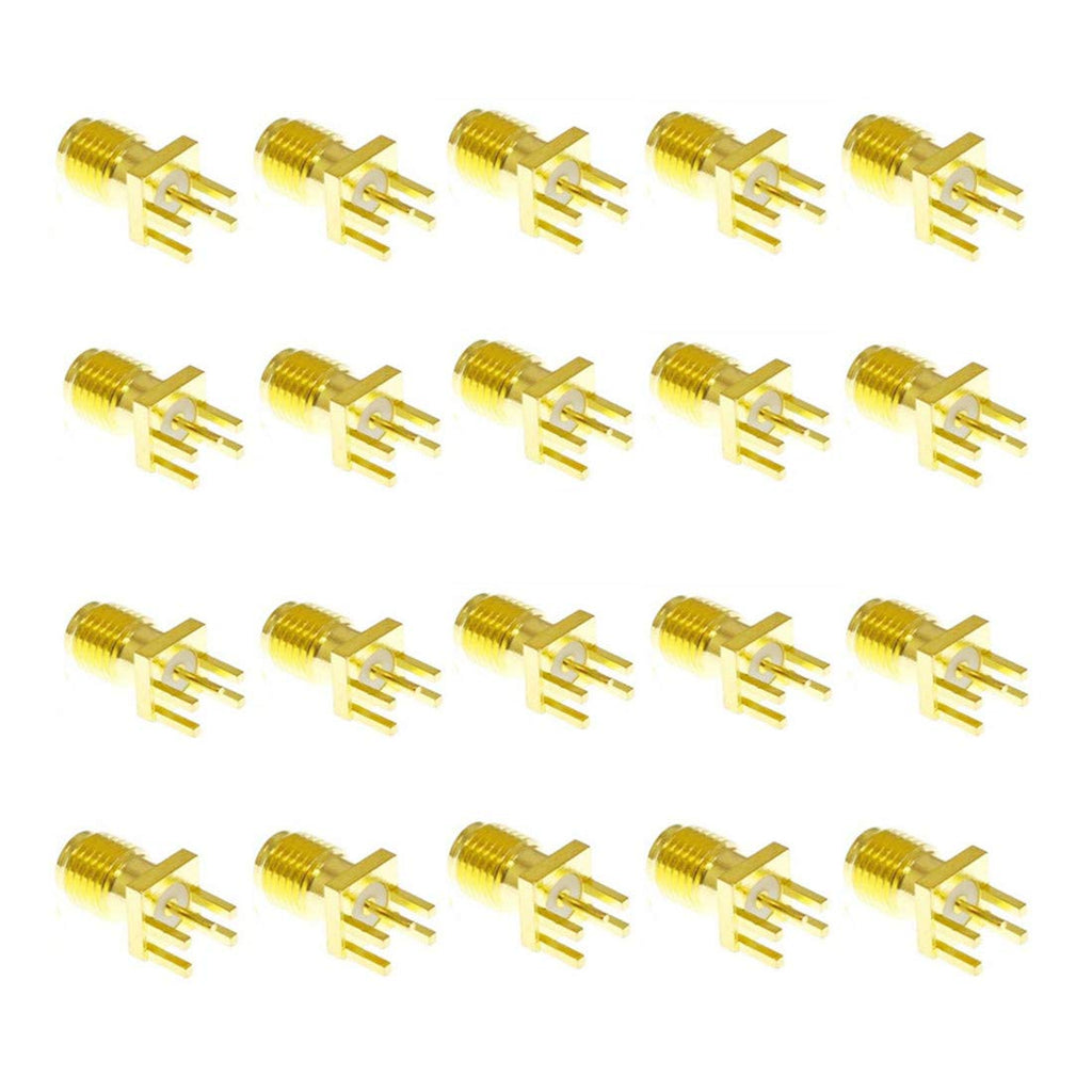[Australia - AusPower] - QMseller 20PCS SMA Female PCB Panel Edge Mount Plug with 4 Pins Stand Straight Connector RF Coax Coaxial Adapter 