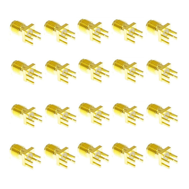 [Australia - AusPower] - QMseller 20PCS SMA Female PCB Panel Edge Mount Plug with 4 Pins Stand Straight Connector RF Coax Coaxial Adapter 