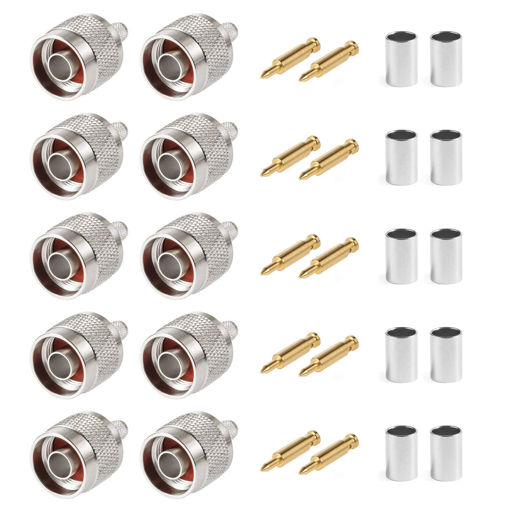 [Australia - AusPower] - eifagur N-Type Male Plug Crimp for RG8X/RG-8X/LMR240/4D-FB/RG8/CNT240 Coax Cable Straight RF Coaxial Adapter Connector（Pack of 10） 