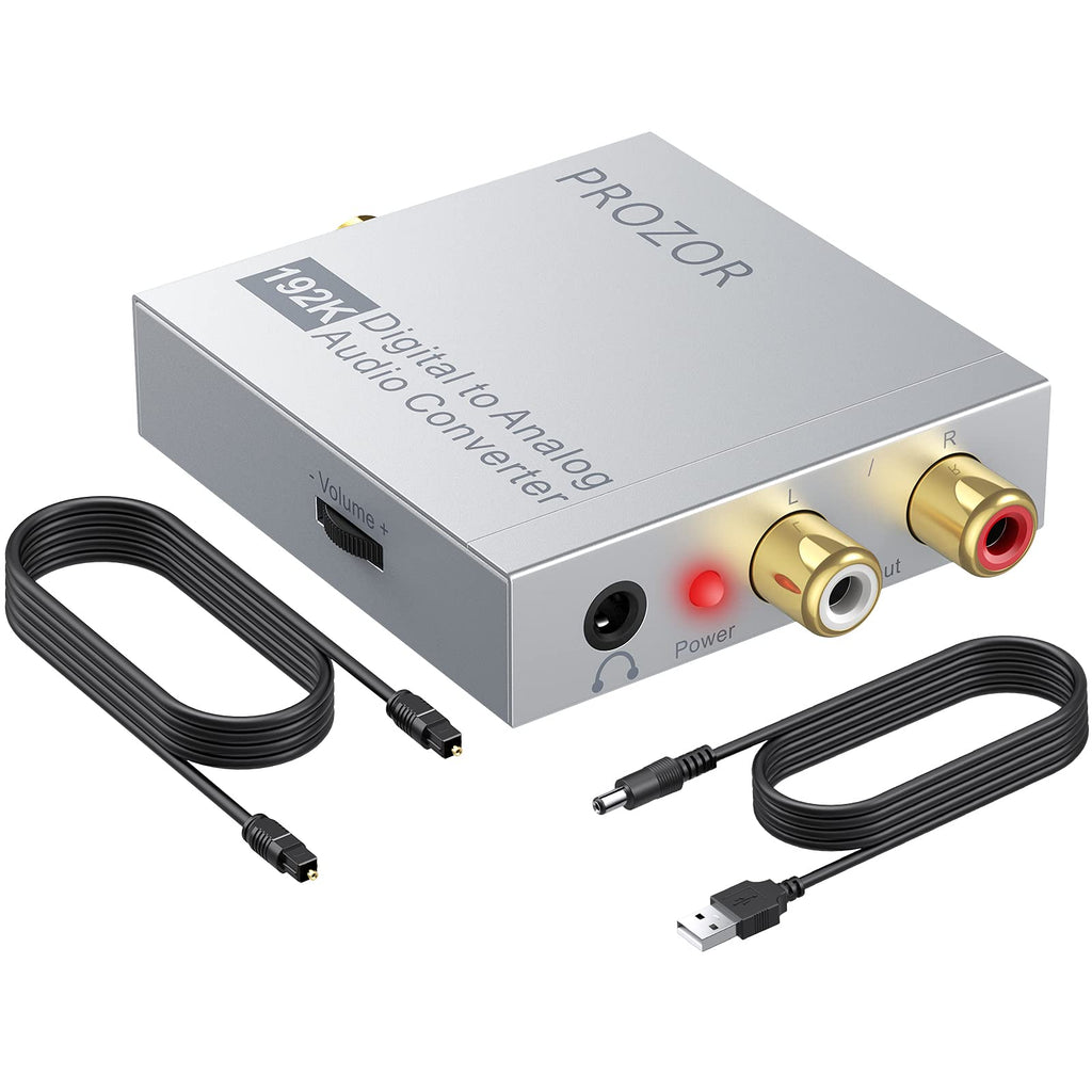 [Australia - AusPower] - PROZOR 192k Digital to Analog Converter DAC Supports Volume Control,Optical to RCA Converter, Digital Coaxial SPDIF Toslink to Analog Stereo LR RCA 3.5mm Jack Audio Adapter 