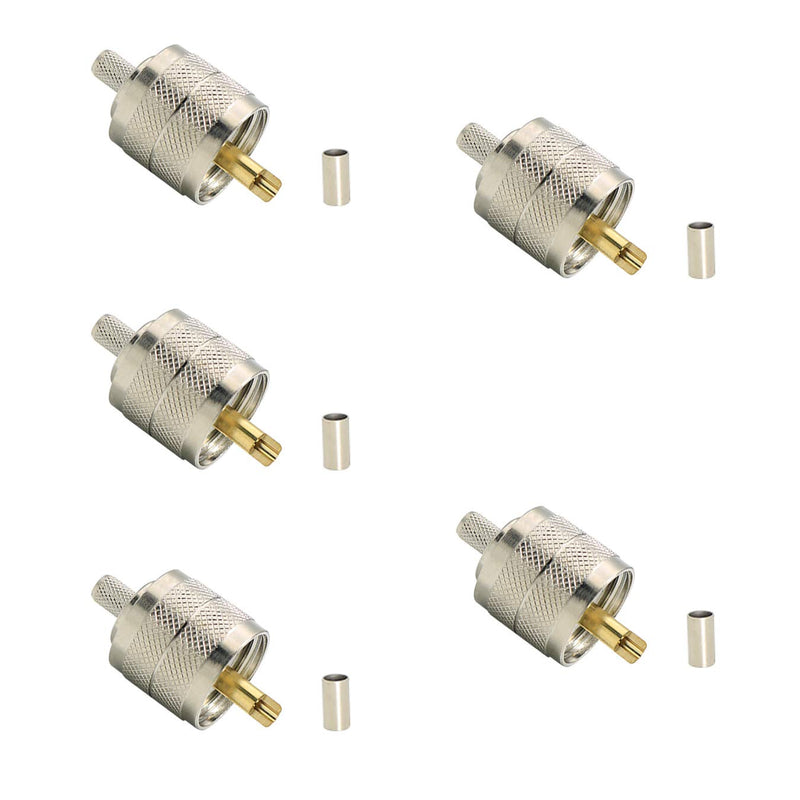 [Australia - AusPower] - UHF PL-259 PL259 Male-Plug Crimp Coax Connector Adapter RF Connector for RG58/U LMR195 Coax Cable Compatiable with Ham Radio (UHF Male Crimp RG58) -5PCS 