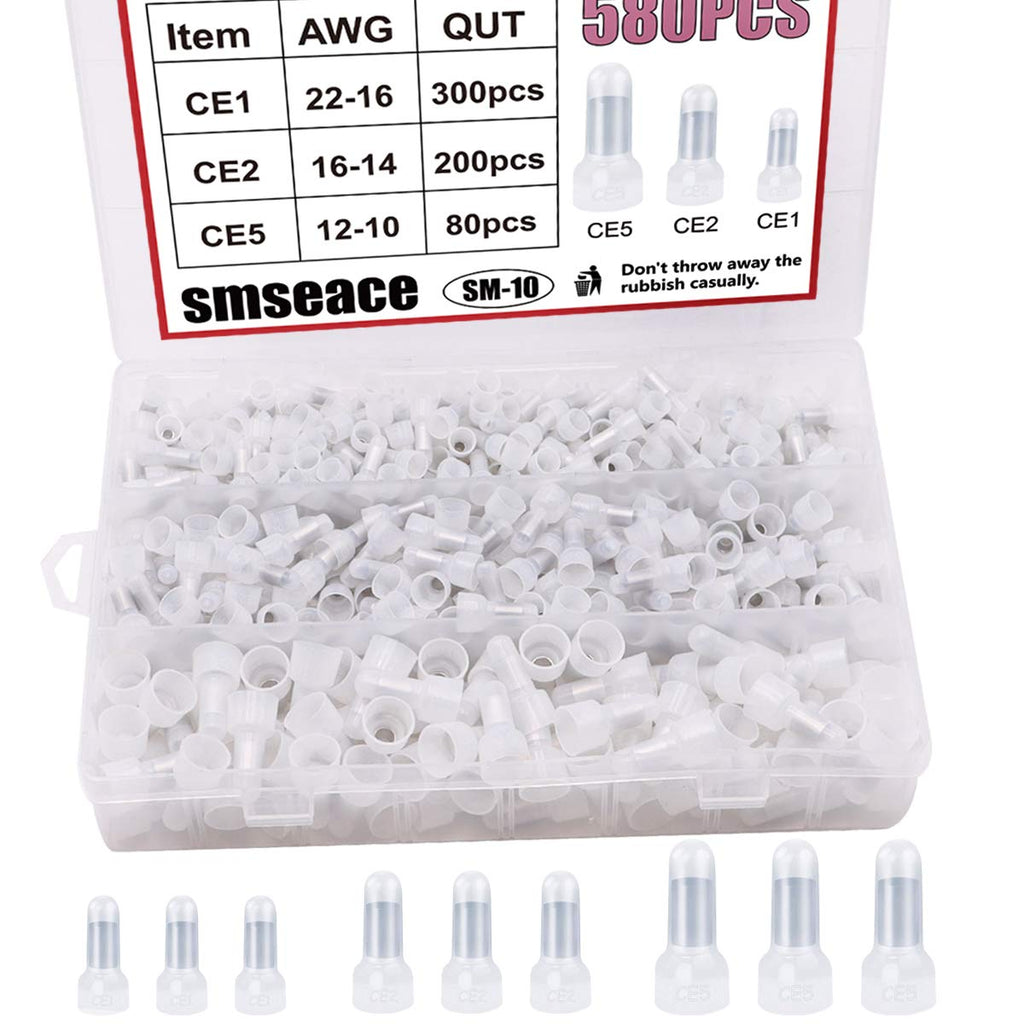 [Australia - AusPower] - smseace 580PCS Closed End Crimp Terminal 22-16/16-14/12-10 AWG Protective Closed End Wire Cap Crimp Connector SM-10 